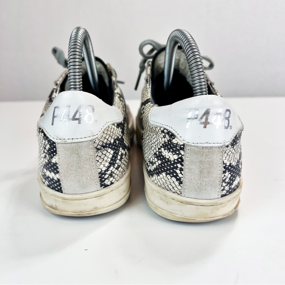 P448 Womens Size 38 Snake Print Sneakers Reptile Low Top Shoes Leather‎ - Picture 4 of 10